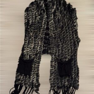 Alberto Makali Black Faux Fur Scarf
